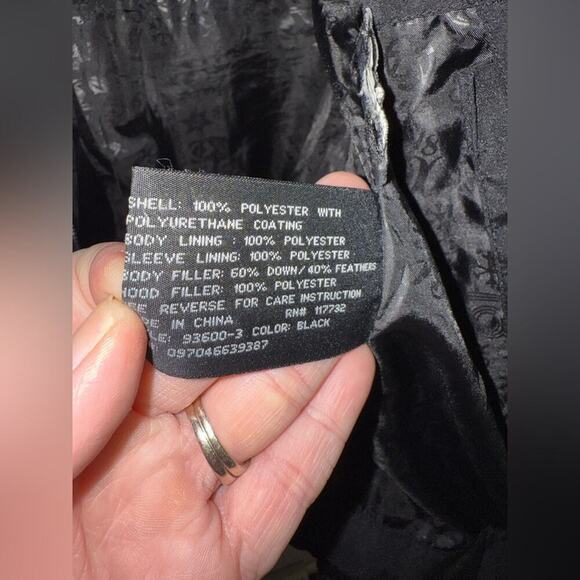 ZeroXposur Down Filled Puffer Coat Jacket Woman SZ M Black Green White Trim Warm - Picture 5 of 11